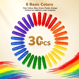 JoyCat Jumbo Crayons bulk for Toddlers 1-3 4 5 6 year old Kid,Easy-Grip,Unbreakable,Non-Toxic,Washable,big,Triangular,fat toddler Crayons pack&box,Art Supply for kids party favors,6 Colors 30 count.