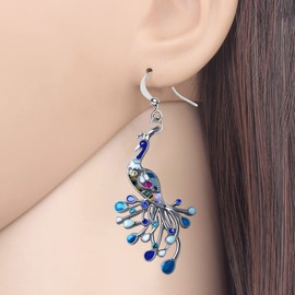 DALANE Enamel Alloy Rhinestone Novelty Peacock Earrings Hanging Dangle Bird Jewellery for Women Girls Peacock Gifts, Zinc, No Gemstone