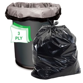 Aluf Plastics 40-45 Gallon 1.5 MIL (eq) Black Heavy Duty Trash Can Liners - 33" x 47" - Pack of 400 - For Contractor, Industrial, Commercial