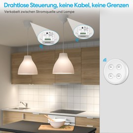 Light Switch Radio Switch Set with 4 Button Remote Control (One Remote Control with Two Receivers) Control On and Off from Two Devices Separately or Simultaneously