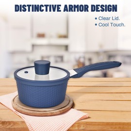 SizzPizz 1.5 Quart Non Stick Saucepan with Lid – Small Pot for Cooking with Silicone Handle, Dishwasher Safe & Induction Compatible Ideal Kitchen Pot for Pasta, Great for Singles & Small Kitchens