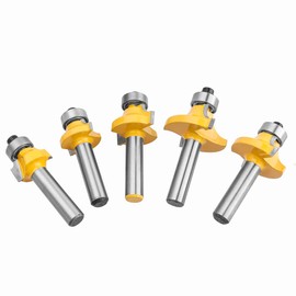 Yakamoz 5pcs Round Over Router Bit Tungsten Carbide Roundover Edging Router Bit Set Corner Beading Bit 1/8", 3/16", 1/4",5/16",3/8" Radius