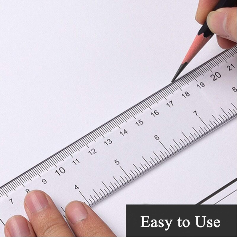 2 Pack Plastic Ruler Straight Ruler Clear See Through Measuring