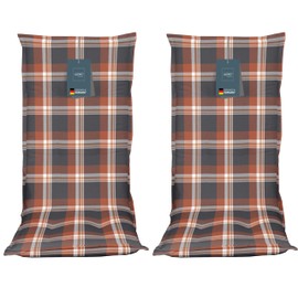 LILENO HOME Garden Chair Cushions in Chequered Red [Set of 2 - High-Back] - Comfortable Loungers as Seat Cushions for Garden Furniture - Chair Cushions for Garden Chairs and Folding Chairs