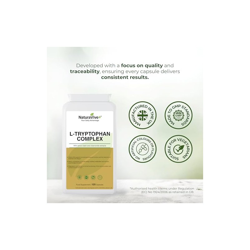 L-Tryptophan Complex 120 Capsules | One a Day | with
