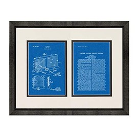 Battleship Game Board Patent Art Blueprint Print in a Beveled Black Wood Frame with a Double Mat (18" x 24") M12053