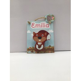 Emilia Children's Magnetic mini Clip Board school reminders reminder on Fridge wall plaque with spring peg with Funny Faced Squirrel