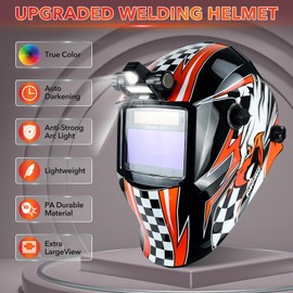 JustHot Welding Helmet Auto Darkening Welding Hood True Color Solar Powered Welding Mask 1/1/1/1 Optical Clarity Weld Helmet Wide Shade 5-9/9-13 with 4 Arc Sensor Welding Helmets for Men (JH-BJ02)