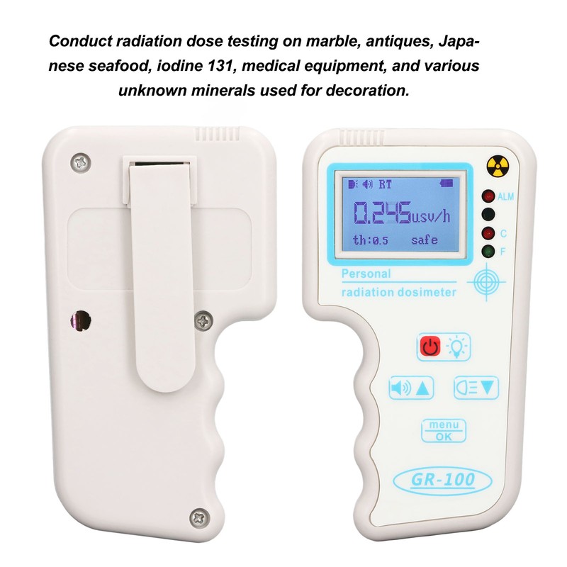 Nuclear Radiation Detector Monitor High Accuracy Sound Light Alarm Portable