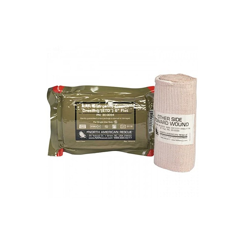 6" Emergency Trauma Dressing (ETD) Flat Fold w/ Pressure Bar