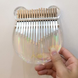 kimi Color Bear 17 Key Kalimba Thumb Piano Clear Acrylic with Carrying Bag + Thumb Piano Stand (Bear Shape)