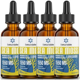 Lumarejebo Liposomal Irish Sea Moss Drops 1550MG, with Burdock Root and Bladderwrack Extract, 4X Stronger Than Pills & Gel, Support Gut & Immune Health (Pack of 4)