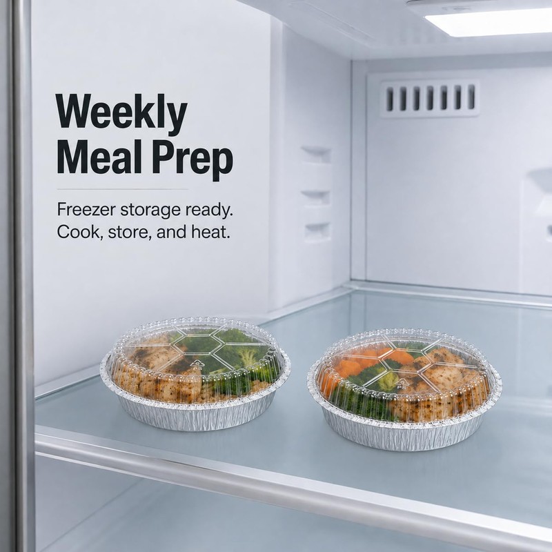 30-Pack 7" Round Aluminum Foil Pans with Clear Lids