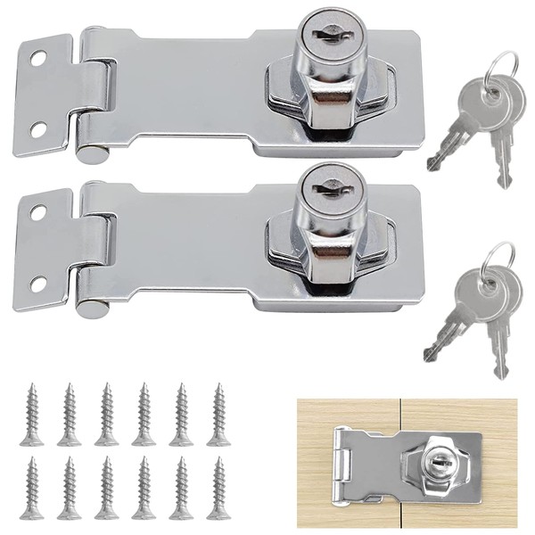 Sunallwell 2 Packs Door Lock Hasps, 2.5inch Keyed Hasp Locks