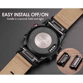 HEMSUT Sport Military Watch Band Compatible with Garmin Fenix 8 51mm/5X Plus/Fenix 7X Fenix 5X/Fenix 5X Plus/Fenix 6X/Fenix 6X Pro/Fenix 3/HR/Descent MK1/D2 Delta PX/D2, 26mm Replacement Strap