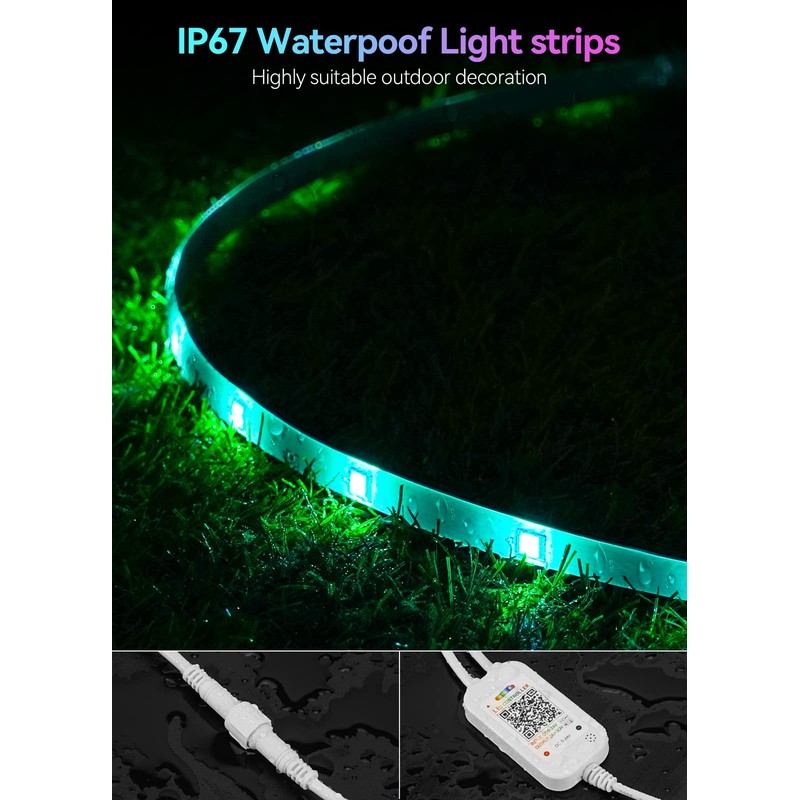 Skzlibry 91FT IP67 RGB+IC Outdoor Led Strip Lights Waterproof Led
