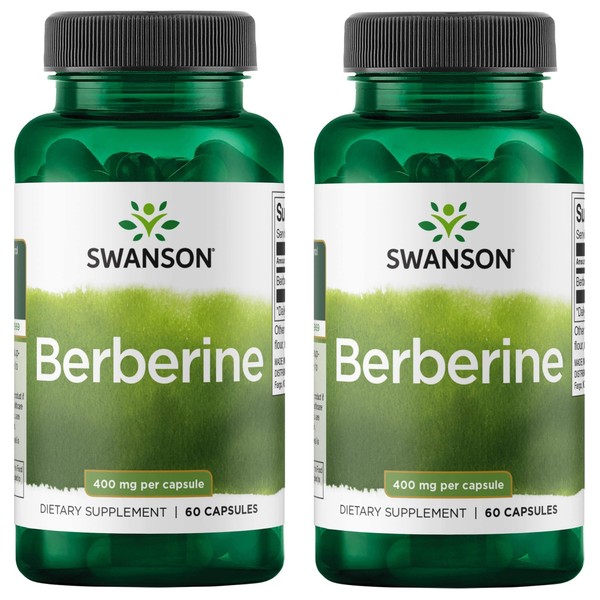 Swanson Berberine - Standardized 97% Berberine HCl- 400mg Each - 60 Capsules 2 Bottles