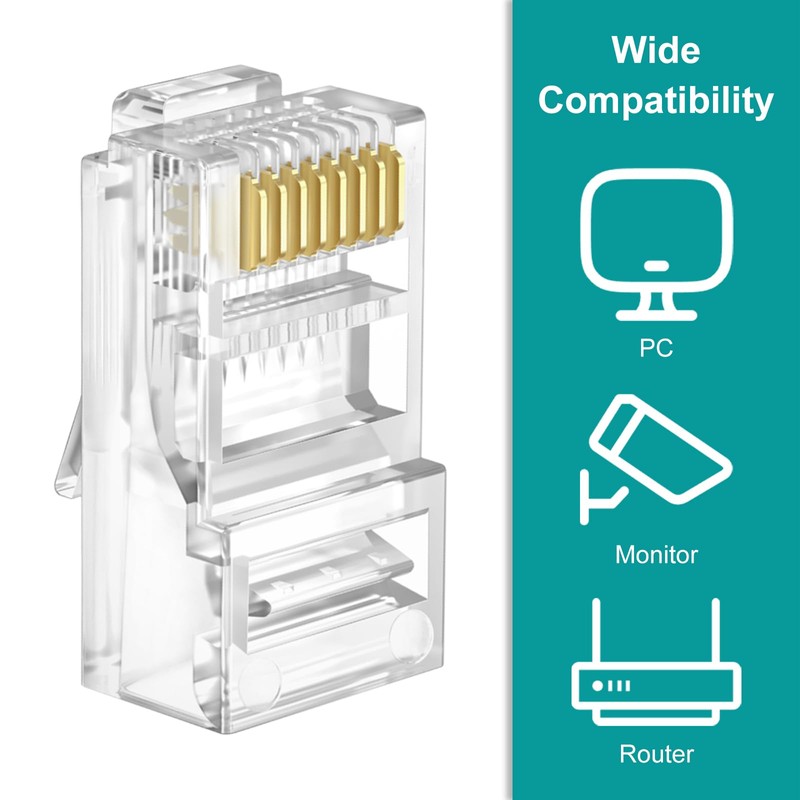Brileine UTP RJ45 Connectors, Cat6 RJ45 Pass Through Plugs 50-Pack,