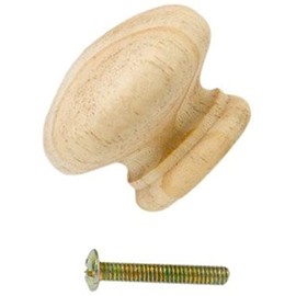 Merriway BH00420 (4 Pcs) Unlacquered Pine Wooden Cupboard Door/Drawer Knobs with Bolt and Insert, 35 mm 1.3/8 Inch - Pack of 4 Pieces