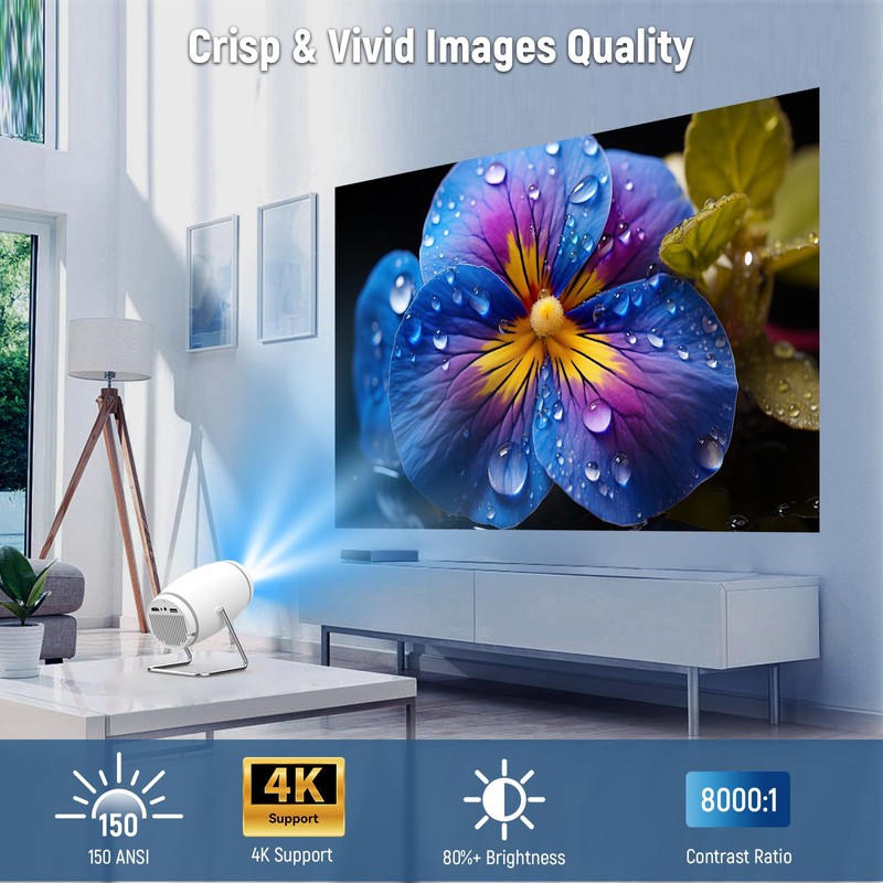 Mini Projector, 4K Support Portable Projector with WiFi 6 and