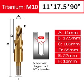 BIBFXAA Two Stage Step Drill Bit M3-M12 Screw Counterbore Twist Countersink Drill for Stainless Drilling and Chamfering（M12 90°） (M10 90°)