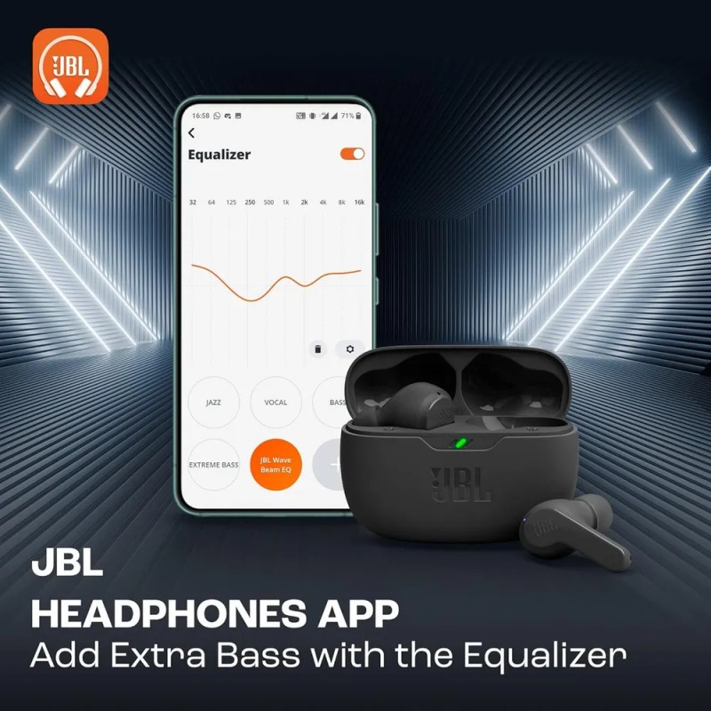 Auriculares Inalámbricos Bluetooth Jbl Wave Beam Color Negro