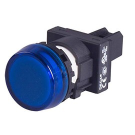 A20P-1BEQHS, 22mm LED Pilot lamp, Flush Type with Marking Plate, 110V AC/DC, Blue Lens