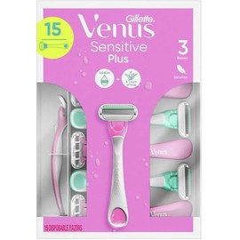 Gillette Venus Sensitive Plus - Maquinilla de afeitar desechable, 15 unidades
