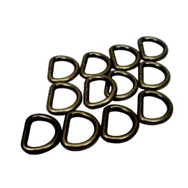 Ichinen Access Family Tool 56414 D-Ring (Wire Diameter 0.1 inch (2.5 mm) Inner Width 0.8 inch (21 mm) Antique Gold, Pack of 30