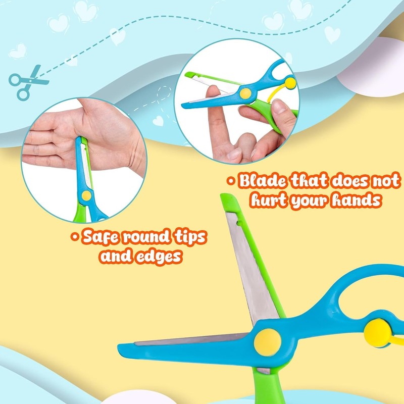 LOVESTOWN Kids Safety Scissors - 6 PCS Blunt Tip School