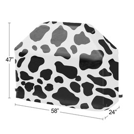 Riverbend Designs Heavy Duty BBQ Grill Cover, Large 58 Inch Waterproof Dust Cover Fits Most Grills, Cow Print