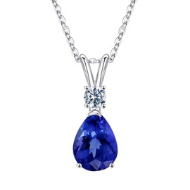 Iefil September Birthstone Necklaces for Women - Sapphire Necklace 18K White Gold Plated S925 Sterling Silver September Birthstone Jewelry for Women Mom Girlfriend Wife Birthday Gifts