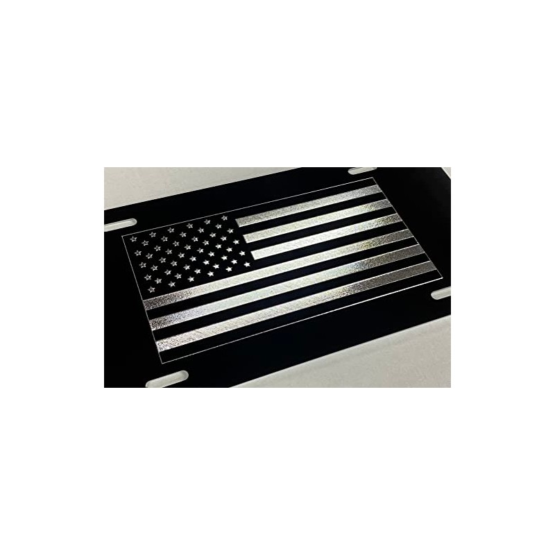 Engraved American USA US Flag Car Tag Diamond Etched on