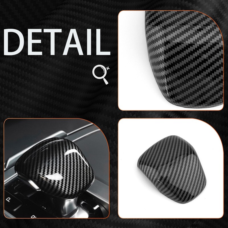 JUIVEEL Carbon Fiber Style Car Gear Shift Knob Cover Trim,