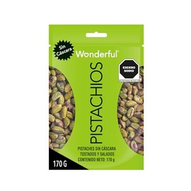 Wonderful Pistachios, Pistaches Sin Cscara, Tostado Con Sal, 170g, Bolsa Resellable, Snack - Producto Original de Alta Calidad, Entrega Rápida y Segur