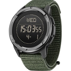 Men's Digital Watch Pedometer Step Counter Watches Compass Military Waterproof Wrist Watch Outdoor Sport Watch Calories LED luminous Stopwatch Alarm Countdown Wristwatch Black Green