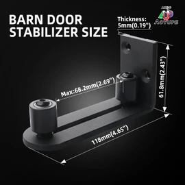 Akso Aoyupe Barn Sliding Door Floor Fixed Rails, Adjustable Stay Roller Double Wheel Clamping, Flush Flat Bottom Design, Round Head Small Wheel Black 1Pcs