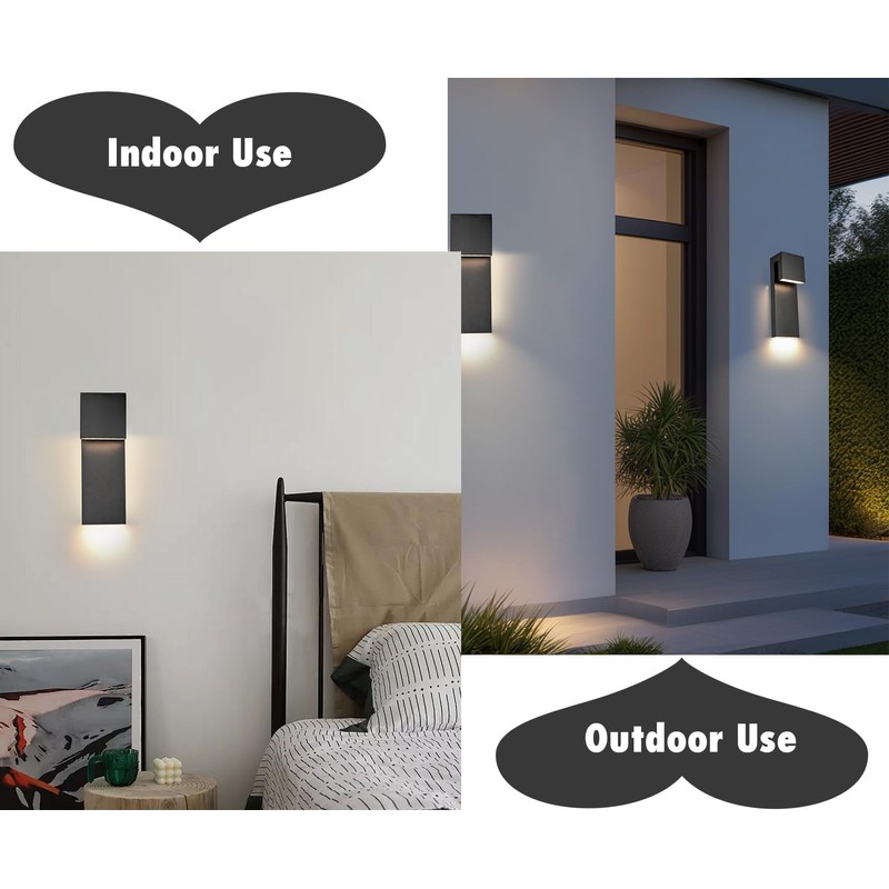 YUBOEL Modern Outdoor Wall Sconce Matte Black Waterproof LED Wall