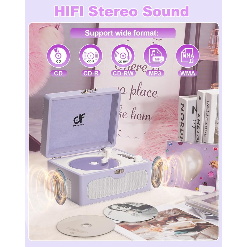 Rechargeable CD Player with Upgraded Speakers Bluetooth Transmitter USB Input