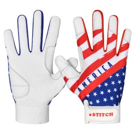 Dot Stitch Batting Gloves Softball Batting Gloves American Flag Baseball Gloves Men USA Flag Baseball for Youth Adult & Unisex (American, Adult X Large)