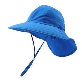 Toddler Summer Hat with Neck Flap Waterproof Kids Swim Hat Baby UV Protection Sun Hats Beach Cap for Boys Girls (1-4 Years, Royal Blue)