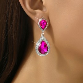Rhinestone Earrings for Women Crystal Teardrop Earring Sparkly Dangle Earrings Long Dangle Tassel Earings Wedding Guest Dresses Prom Dress