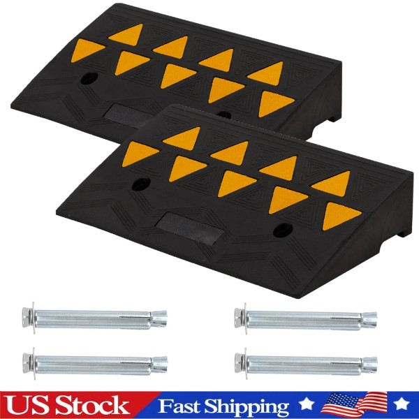 Unbranded 2PCS Rubber Curb Ramp 4.1" Rise Heavy Duty 33000lbs