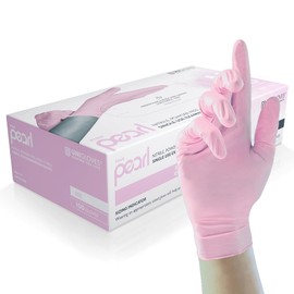 Unigloves Pink Pearl Nitrile Examination Gloves - Multipurpose, Powder Free and Latex Free Disposable Gloves - Box of 100 Gloves, Pink, Large (GP0054)