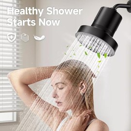 25 Etapas Filtro De Agua Para Regadera, 6"Cabezal de ducha de lluvia de alta presión con filtrado, Agua Para Eliminar Cloro, Impurezas Y Olores, Ideal Para Todo Tipo De Baño(ferroso)