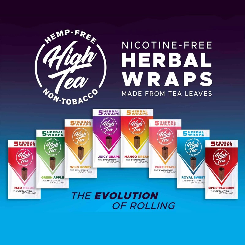 High Tea Wraps MAD MELON Flavor 25 Natural Herbal Wraps