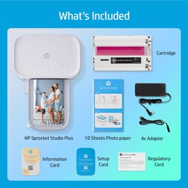 HP Sprocket Studio Plus 4x6 Wireless Instant Photo Printer, 10 Sheets + Cartridge, Wi-Fi, Premium Dye Sublimation, Compact Home Use, Prints Vibrant Color Pictures, Editing App for Creative Photos