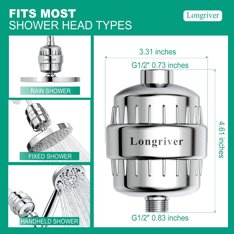 R7 Shower Filter with 4 Replacement Cartridge High Put Shower