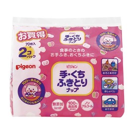 Pigeon Refillable Wet Wipes for Mouth and Hands, 70 Count, Pack of 2 (140 total)