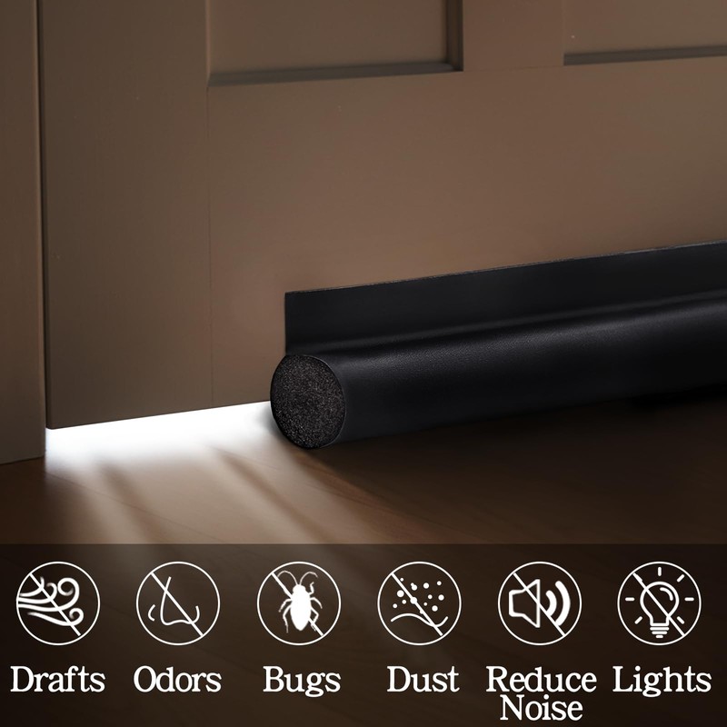 MAXTID Door Draft Stopper 36 Inch Black Adjustable Door Draft